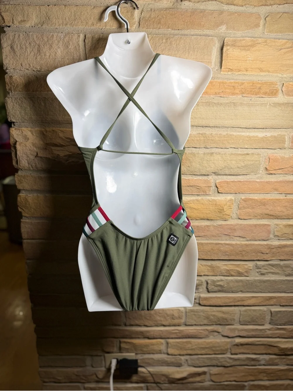 Jolyn Clothing Julian 2 Olive One-Piece Swimsuit with Thin Straps